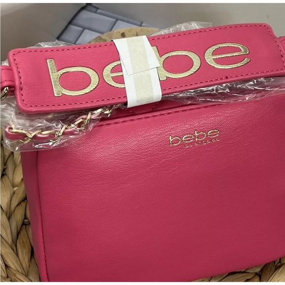 Bebe Wyatt Quilted Chain Shoulder Bag Hot Pink Y2K 90’s NWT Stylish - Picture 3 of 9